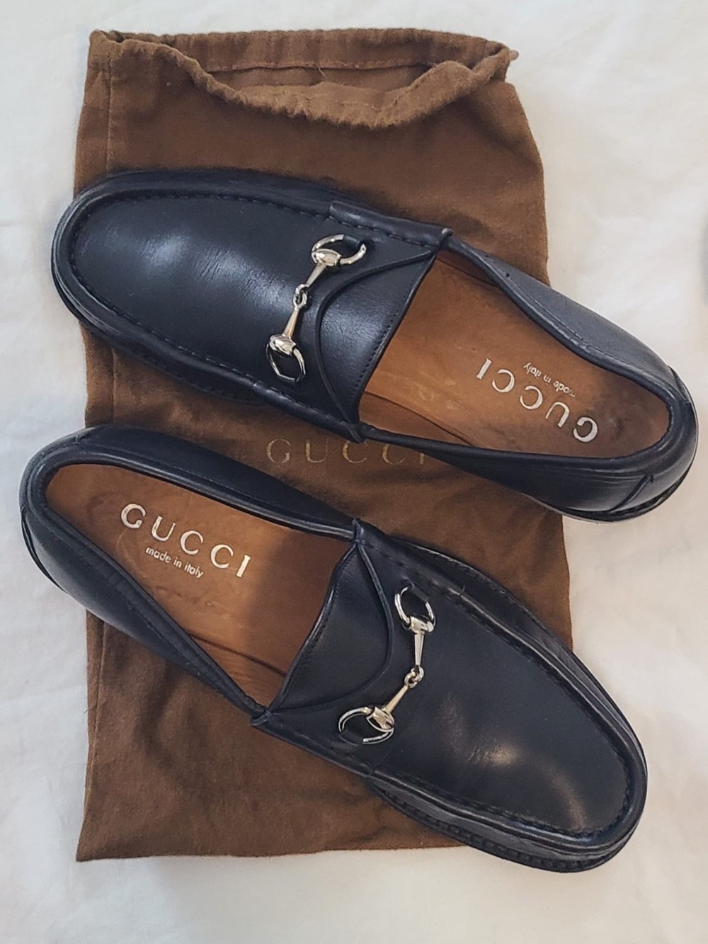 Gucci Black Leather Horsebit Slip-On Loafers
